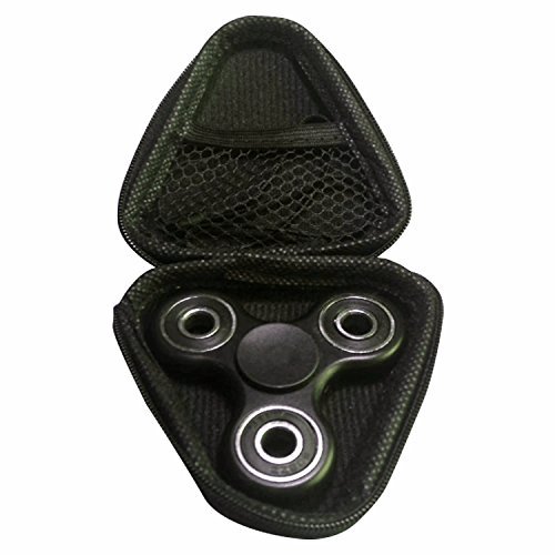 Tri Fidget Spinner toy black in prime with case-Ceramic bearing-Fast quiet and balanced spin-Cool for kids and adults-Stress relief-ADHD-Calm anxiety-The hand spinner you need to spin up YOUR day