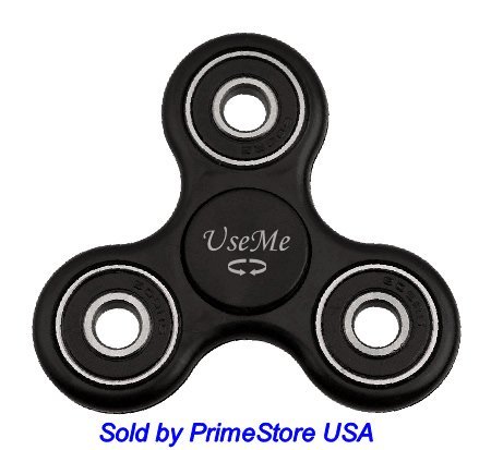 Tri Fidget Spinner toy black in prime with case-Ceramic bearing-Fast quiet and balanced spin-Cool for kids and adults-Stress relief-ADHD-Calm anxiety-The hand spinner you need to spin up YOUR day