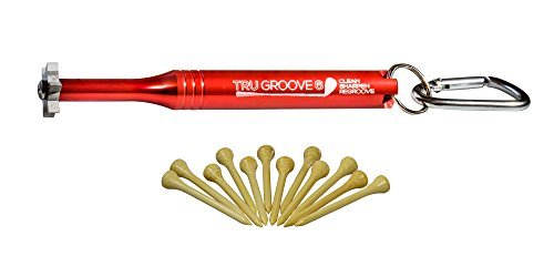 TruGroove 6 head Golf Club Groove Sharpener - Improved Backspin and Ball Control - Wedges and Irons - with 12 Free Premium Bamboo Tees - Lifetime Warranty