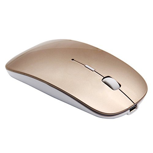 Tsmine Bluetooth Mouse Rechargeable Wireless Mice, 5 Buttons for Notebook, PC, Laptop, Computer, Macbook 2017(NOT for iPhone or iPad) - Gold