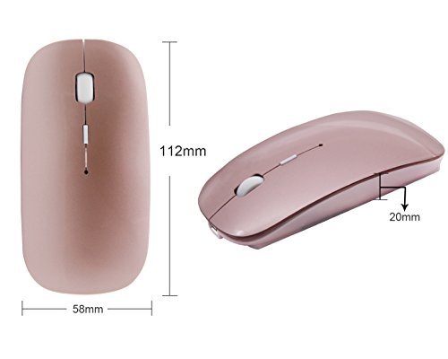 Tsmine Bluetooth Mouse Rechargeable Wireless Mouse, 5 Buttons for Notebook, PC, Laptop, Computer, Macbook 2017(NOT for iPhone or iPad) - Rose Gold