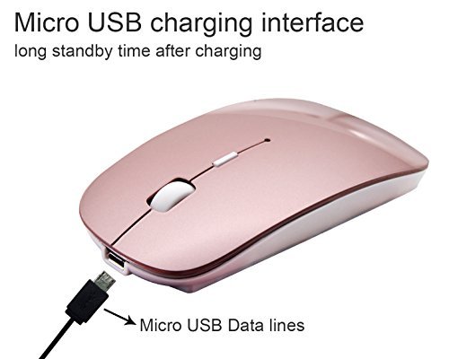 Tsmine Bluetooth Mouse Rechargeable Wireless Mouse, 5 Buttons for Notebook, PC, Laptop, Computer, Macbook 2017(NOT for iPhone or iPad) - Rose Gold