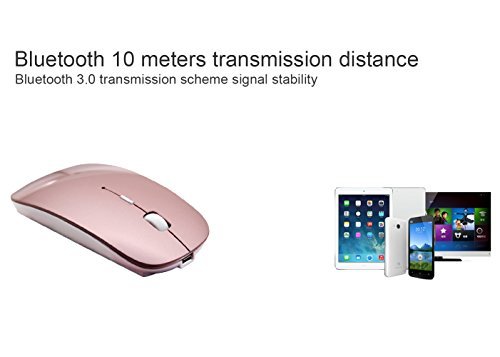 Tsmine Bluetooth Mouse Rechargeable Wireless Mouse, 5 Buttons for Notebook, PC, Laptop, Computer, Macbook 2017(NOT for iPhone or iPad) - Rose Gold