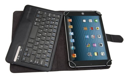 Tsmine LG G Pad X II 10.1 LTE Tablet Bluetooth Keyboard Case - Universal 2-in-1 Detachable Wireless keyboard [QWERTY] w/ Folio Leather Case Stand Cover [NOT include Tablet], Black