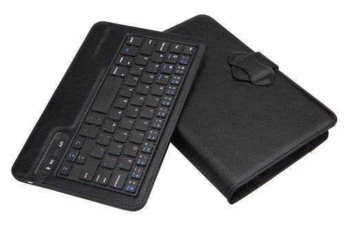 Tsmine LG G Pad X II 10.1 LTE Tablet Bluetooth Keyboard Case - Universal 2-in-1 Detachable Wireless keyboard [QWERTY] w/ Folio Leather Case Stand Cover [NOT include Tablet], Black