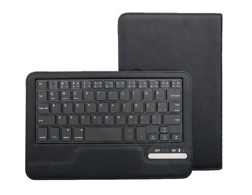 Tsmine LG G Pad X II 10.1 LTE Tablet Bluetooth Keyboard Case - Universal 2-in-1 Detachable Wireless keyboard [QWERTY] w/ Folio Leather Case Stand Cover [NOT include Tablet], Black