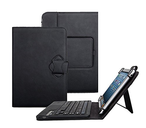 Tsmine Nuvision TM800A510L (8-Inch) HD IPS Tablet Bluetooth Keyboard Case - Universal 2-in-1 Detachable Wireless keyboard [QWERTY] w/ Folio Leather Case Stand Cover [NOT include Tablet], Black