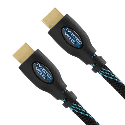 Twisted Veins Three (3) Pack of (1.5 ft) High Speed HDMI Cables + Right Angle Adapter and Microfiber Cable Ties (Latest Version Supports Ethernet, 3D, and Audio Return, 4K Resolution)