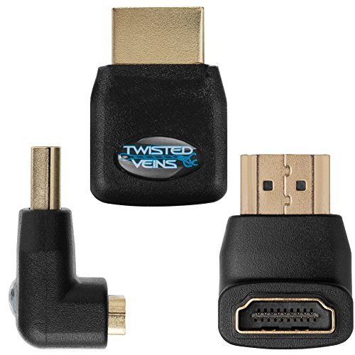 Twisted Veins Three (3) Pack of HDMI 90 Degree/Right Angle Connectors/Adapters