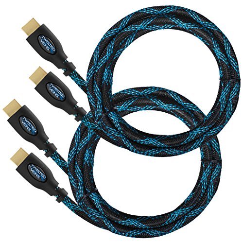 Twisted Veins Two (2) Pack of (10 ft) High Speed HDMI Cables + Right Angle Adapter and Microfiber Cable Ties (Latest Version Supports Ethernet, 3D, and Audio Return)