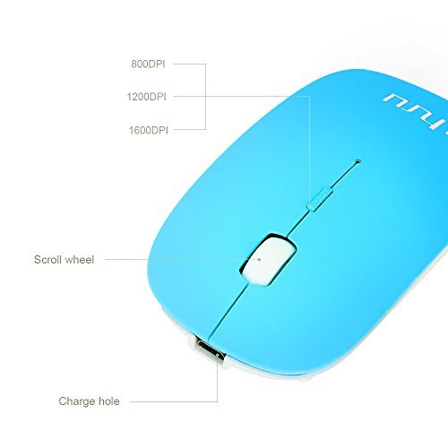 UHURU Bluetooth Wireless Rechargeable Mouse for PC, Mac, Laptop, Android Tablet (Blue)