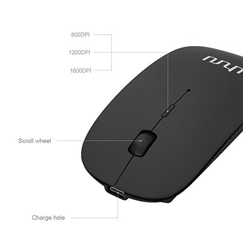 UHURU Rechargeable Bluetooth Wireless Mouse for PC, Mac, Laptop, Android Tablet - Black