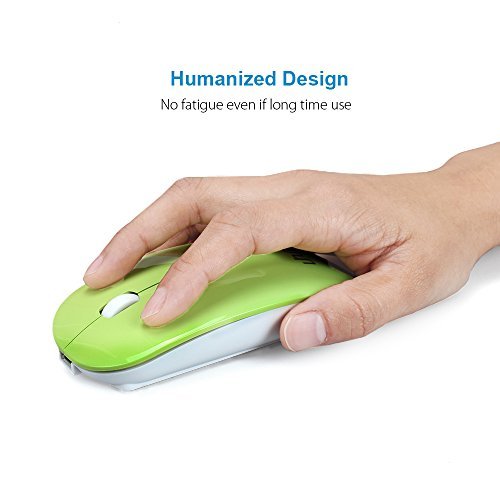 UHURU Rechargeable Bluetooth Wireless Mouse for PC, Mac, Laptop, Android Tablet (Green)