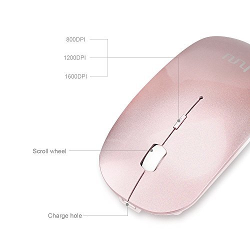 UHURU Rechargeable Bluetooth Wireless Mouse for PC, Mac, Laptop, Android Tablet (Rose Gold)