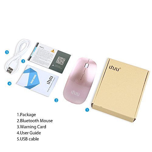 UHURU Rechargeable Bluetooth Wireless Mouse for PC, Mac, Laptop, Android Tablet (Rose Gold)