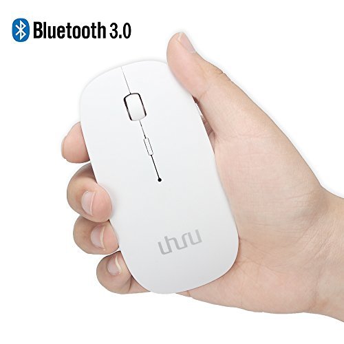 UHURU Rechargeable Bluetooth Wireless Mouse for PC, Mac, Laptop, Android Tablet - White