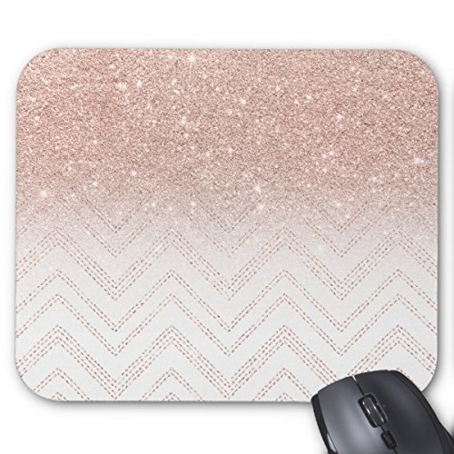 UOOPOO Mousepad Chic faux rose gold glitter ombre modern chevron mouse pad Rectangle Non-Slip Rubber Mousepad Gaming Mouse Pad Stitched Edges 8.2 x 10.2 x 0.12 Inch