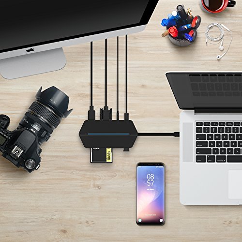 USB C Adapter, PK-STAR Premium USB C Hub 8-in-1 HDMI 4K+ USB 3.0 + USB Type C 3.0 High-Speed Data Syncing and Charging Multiports for MacBook Pro , Google Chromebook and More Type C Devices