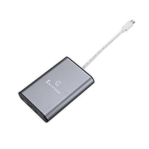 USB C/Type C Hub Docking [8-in-1] Erastride TD701 USBC Adapter with Multi-Functions Including Type C Charging, USB 3.0 Port, HDMI, SD/TF Card Reader, VGA, RJ45, Audio