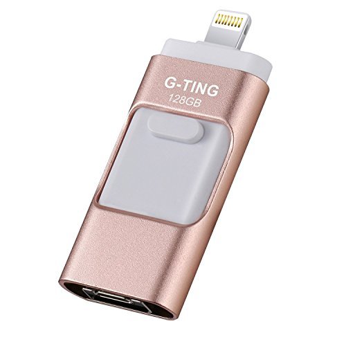 USB Flash Drives for iPhone 128 GB Pen-Drive Memory Storage, G-TING Jump Drive Lightning Memory Stick External Storage, Memory Expansion for Apple IOS Android Computers (Pink)