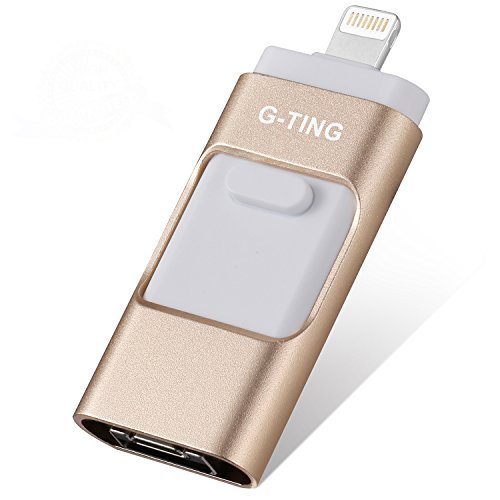 USB Flash Drives for iPhone 32GB Pen-Drive Memory Storage, G-TING Jump Drive Lightning Memory Stick External Storage, Memory Expansion for Apple IOS Android Computers (Gold)