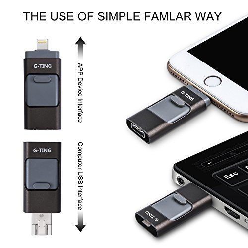 USB Flash Drives for iPhone 32GB Pen-Drive Memory Storage, G-TING Thumb Drive Lightning Memory Stick External Storage, Memory Expansion for Apple IOS Android Computers (Black)