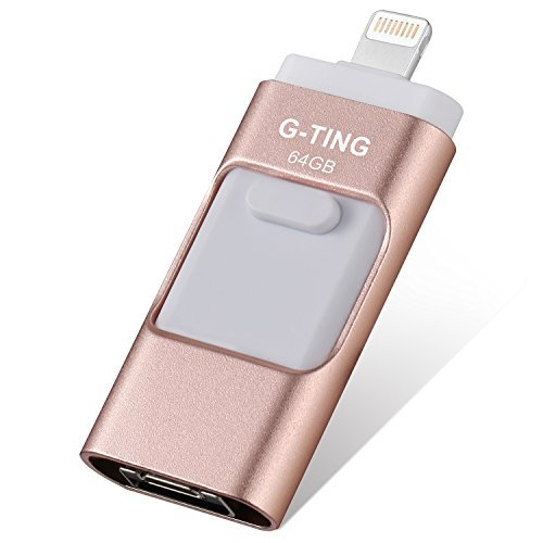 USB Flash Drives for iPhone 64GB Pen-Drive Memory Storage, G-TING Jump Drive Lightning Memory Stick External Storage, Memory Expansion for Apple IOS Android Computers (Pink)