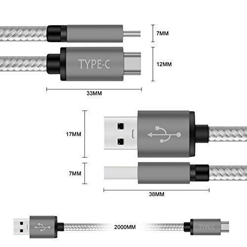 USB Type C Cable, Beilom USB C to USB A 3.0 Nylon Braided Fast Charging & Sync Cord for Samsung Galaxy S8 Plus,Nintendo Switch,Google Pixel,Nexus 6P 5X,MacBook 12",LG G6 V20,And More Devices - 6.6ft