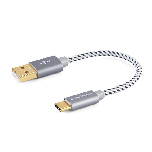USB Type C Cable,CableCreation Short 0.5ft Braided USB-C to USB A Cable for the New Macbook, Nexus 5X/6P & More,15CM Gray [56K Ohm Resistance]