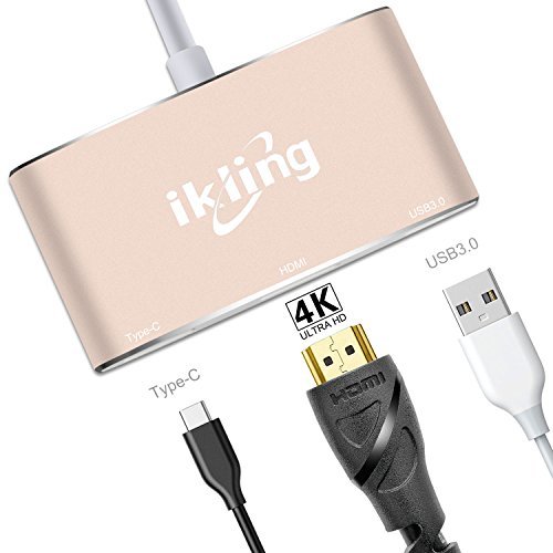 USB Type C to HDMI charging Adapter - ikling Type C to 4K/30Hz HDMI Splitter with USB C Charging port for New Macbook, Chromebook Pixel, Dell XPS13, Lumia 950XL, USB-C devices To HDTV/Projector