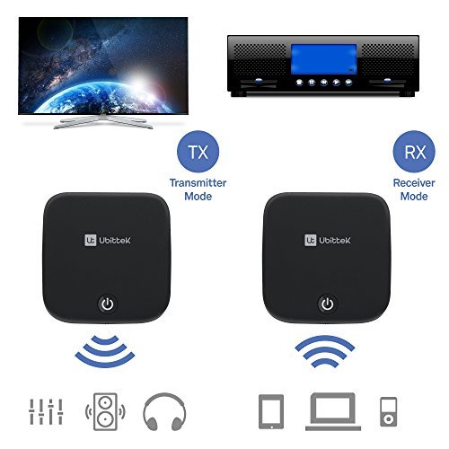 Ubittek Bluetooth Transmitter and Receiver Digital Optical TOSLINK and 3.5mm Wireless Audio Adapter for TV / Home/Car Stereo System - AptX Low Latency, 2-in-1 Bluetooth 4.1 Receiver Transmitter