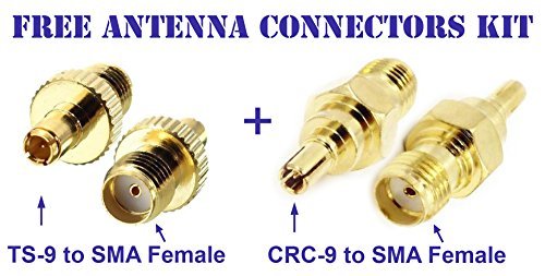 Universal Kit of 3G 4G LTE Dipole Antenna Wide Band 7dBi 698-2700Mhz Omni Directional GSM on Magnetic Base RG316 59"/1.5m Low Loss Cable with SMA Female to TS-9 and CRC9 Connectors for any Net Devices