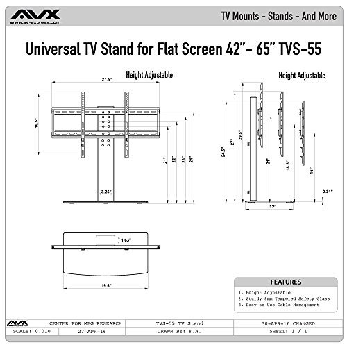 Universal TV Stand for Flat Screen 42-65\" by AVX Audio, part # 104-1927