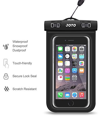 Universal Waterproof Case, JOTO CellPhone Dry Bag Phone Pouch for iPhone 8/7/7 Plus/6S/6/6S Plus/SE/5S, Samsung Galaxy S8/S8 Plus/Note 8 6 5 4, Google Pixel 2 HTC LG Sony MOTO up to 6.0" -Black