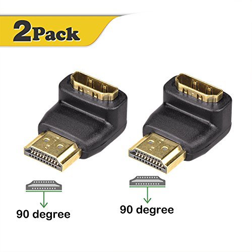 VCE 2-PACK 3D&4K Supported HDMI 90 Degree Male to Female Right Angle Adapter