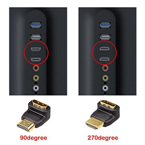 VCE 2-PACK 3D&4K Supported HDMI 90 Degree Male to Female Right Angle Adapter