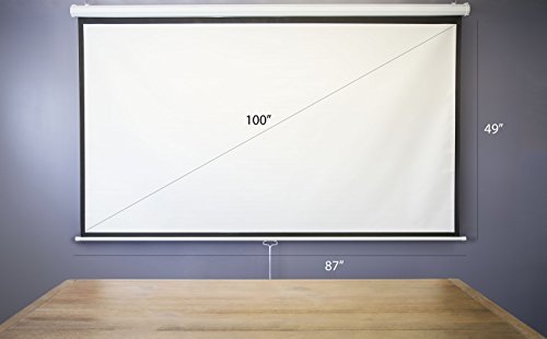 VIVO 100" Projector Screen, 100 inch Diagonal 16:9 Projection HD Manual Pull Down Home Theater VIVO (PS-M-100)