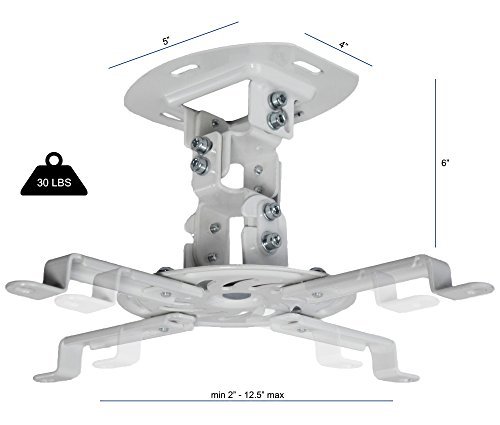 VIVO Universal Adjustable White Ceiling Projector / Projection Mount Extending Arms (MOUNT-VP01W)