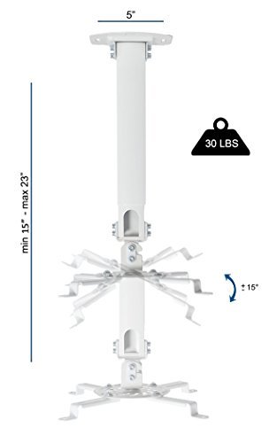 VIVO Universal Extending White Ceiling Projector Mount / Height Adjustable Projection (MOUNT-VP02W)