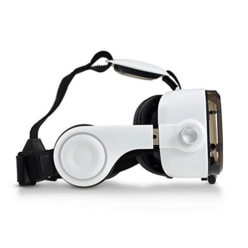 VRIT V2 the Top VR Smartphone Headset Set - 3D Virtual Reality Glasses with built in headphones. Enjoy VR Games, Apps And Movies. Works with Android, Iphone and All Phones 4-6 Inches Wide (White)