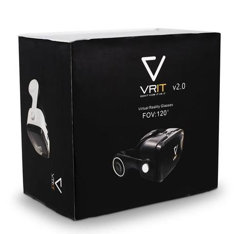 VRIT V2 the Top VR Smartphone Headset Set - 3D Virtual Reality Glasses with built in headphones. Enjoy VR Games, Apps And Movies. Works with Android, Iphone and All Phones 4-6 Inches Wide (White)