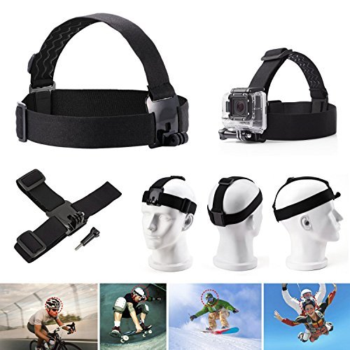 VVHOOY 3 in 1 Universal Waterproof Action Camera Accessories Bundle Kit - Head Strap Mount/Chest Harness/Selfie stick for Sports Action Camera