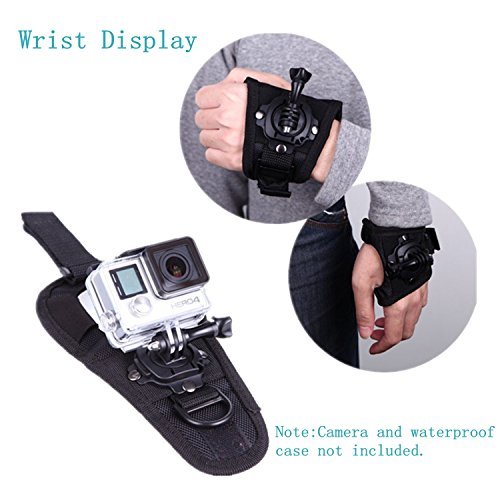 VVHOOY 360 Degree Rotation Glove Style Band Wrist Strap Mount Strip Belt with Screw for GoPro Hero 5 Sony AKASO DBPOWER Vtin Cymas iCOOLB Xiaomi Yi 4K and All Kinds of Camera