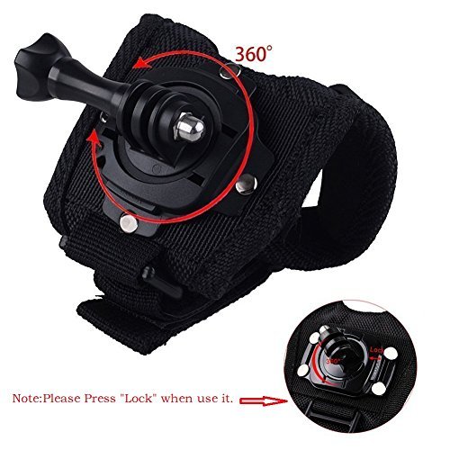 VVHOOY 360 Degree Rotation Glove Style Band Wrist Strap Mount Strip Belt with Screw for GoPro Hero 5 Sony AKASO DBPOWER Vtin Cymas iCOOLB Xiaomi Yi 4K and All Kinds of Camera