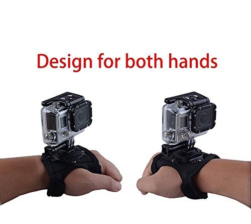 VVHOOY 360 Degree Rotation Glove Style Band Wrist Strap Mount Strip Belt with Screw for GoPro Hero 5 Sony AKASO DBPOWER Vtin Cymas iCOOLB Xiaomi Yi 4K and All Kinds of Camera