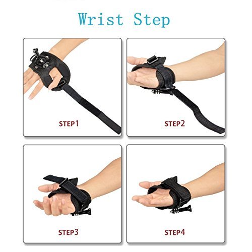 VVHOOY 360 Degree Rotation Glove Style Band Wrist Strap Mount Strip Belt with Screw for GoPro Hero 5 Sony AKASO DBPOWER Vtin Cymas iCOOLB Xiaomi Yi 4K and All Kinds of Camera