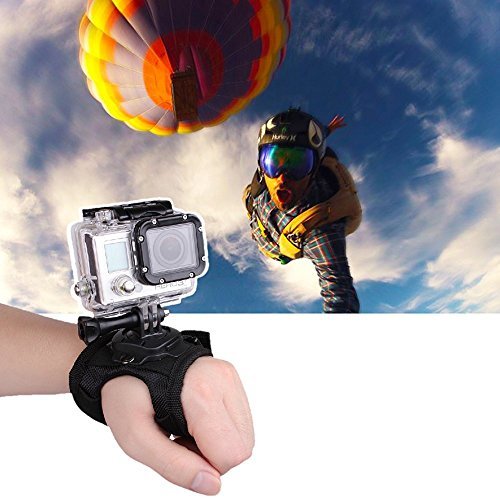 VVHOOY 360 Degree Rotation Glove Style Band Wrist Strap Mount Strip Belt with Screw for GoPro Hero 5 Sony AKASO DBPOWER Vtin Cymas iCOOLB Xiaomi Yi 4K and All Kinds of Camera