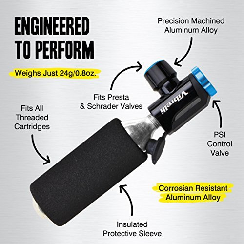 Vibrelli Performance CO2 Inflator - Glueless Puncture Kit - Presta & Schrader Valve Compatible