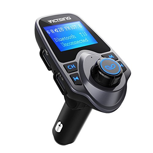 VicTsing FM Transmitter, Bluetooth FM Transmitter Radio Adapter Car Kit With 5V 2.1A USB Car Charger MP3 Player Support TF Card USB Flash Drive