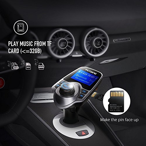 VicTsing FM Transmitter, Bluetooth FM Transmitter Radio Adapter Car Kit With 5V 2.1A USB Car Charger MP3 Player Support TF Card USB Flash Drive